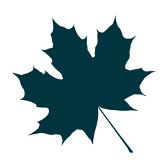 Maple leaf silhouette isolated on white background. Flat style vector illustration.