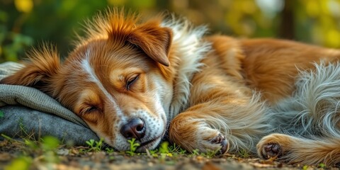 Young Dog, Exhausted After Playtime