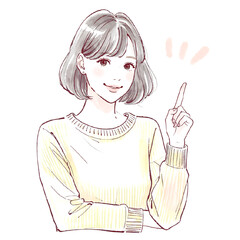 水彩画、手書き風の女性・女の子のイラスト素材