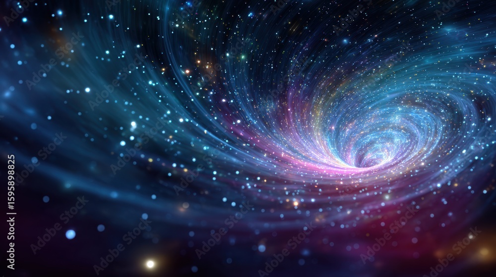 Poster celestial vortex: an artistic representation of a celestial vortex swirling through the cosmic expan