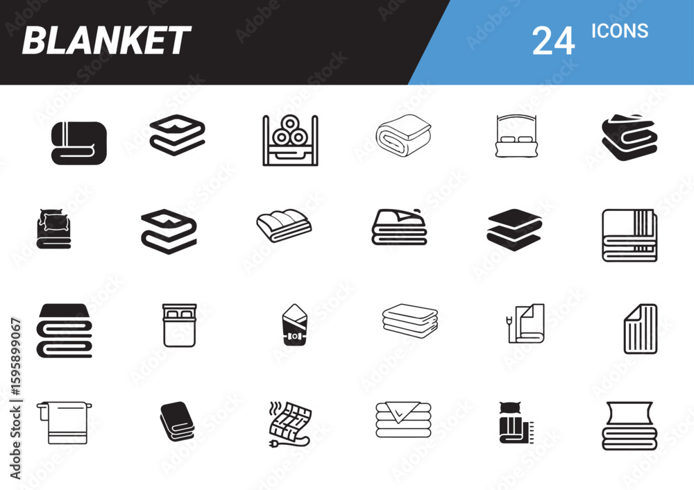 Poster blanket icon set: a comprehensive collection of minimalistic blanket icons. the set includes diverse