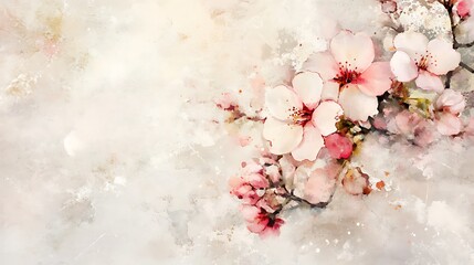 Soft Watercolor Flowers in Light Misty Hues background,Generative Ai