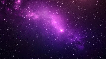 Obraz premium ​​A cosmic expanse of deep purple, glittering with stardust and glowing nebulae. A realistic galaxy backdrop featuring the Milky Way and distant planets.​