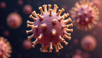 Close-Up Illustration of a Virus Particle in Microscopic Detail