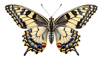 Detailed Swallowtail Butterfly Illustration with Colorful Wings on Transparent Background