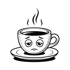 Sleepy Coffee Cup Illustration