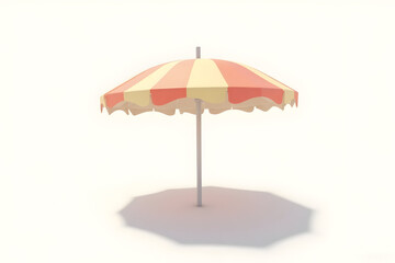 Striped Umbrella Providing Shade on Light Background