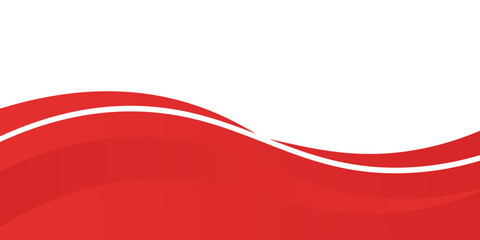 Red Wave on White Background Simple curve background for business with space for text, vector illustration
