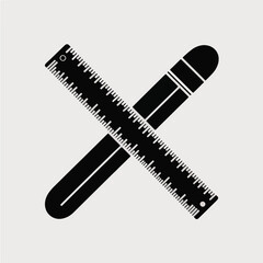 Ruler and Pencil Icon Crossed Design Element