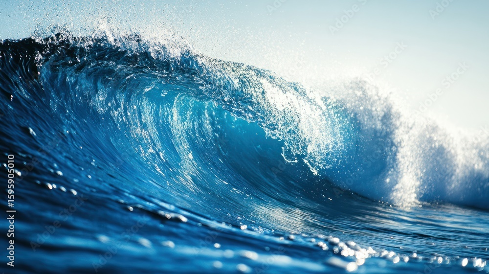 Poster rolling ocean wave: a captivating display of nature's power, a mesmerizing ocean wave surges with dy
