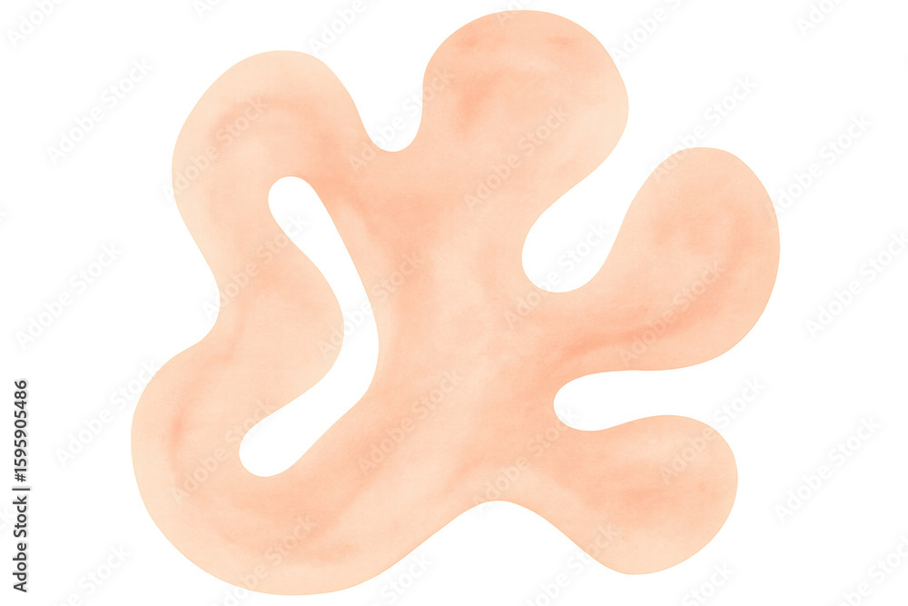 Poster peach color abstract shape with curvy lines and transparent background, perfect for modern and minim