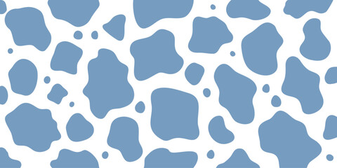 くすみカラーの水色の牛柄模様【シンプル・背景イラスト】