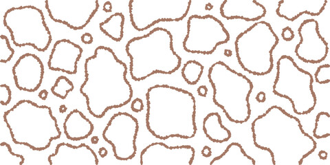 茶色い線画の牛柄の背景イラスト