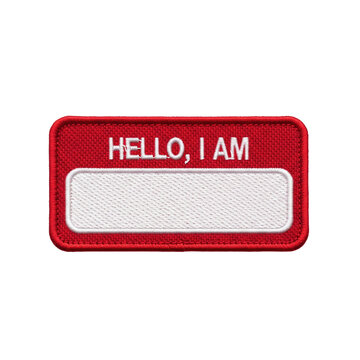 Embroidered name badge patch hello i am label