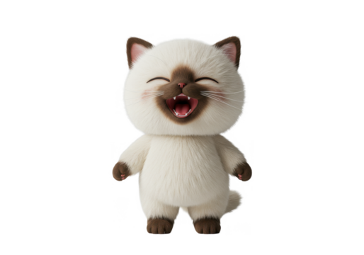 Cartoon cat character with a wide, joyful expression.