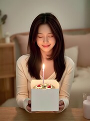 young woman holding a candle