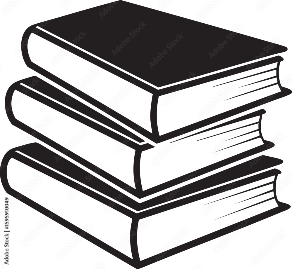 Poster stack of three open and closed books isolated on transparent background