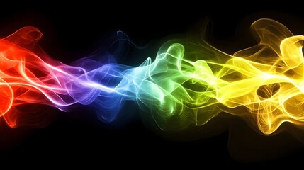 Fototapeta premium Abstract Colorful Smoke Waves Digital Art Design Background Rainbow Red Blue Dark Green Magic Light