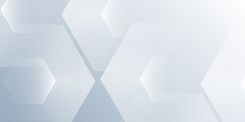 Modern hexagon lines on gray background. Geometric stripe abstract simple