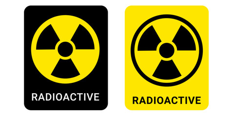 Radiation Hazard and Radioactive Warning Signs in Black and Yellow Styles