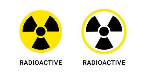 Radiation Hazard and Radioactive Warning Signs in Black and Yellow Styles