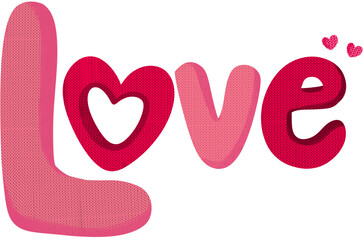 The Word Love with Hearts