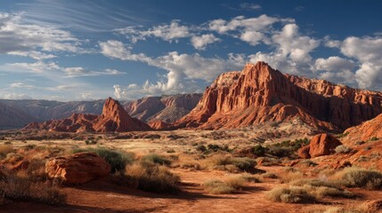 Red rock landscape under a vibrant sky