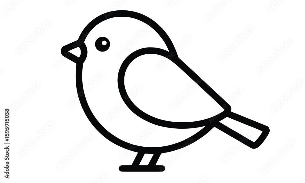 Fototapete charming sketch of a tiny bird: an adorable bird sketched in a minimalistic style, rendered in bold 