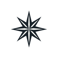 Compass Rose, Nautical Star Symbol, Windrose Navigation Emblem, 8 horns star, horns star, star icon