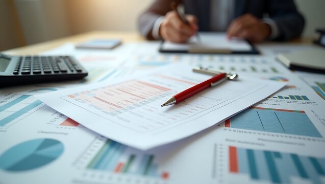 Close-up of financial audit documents