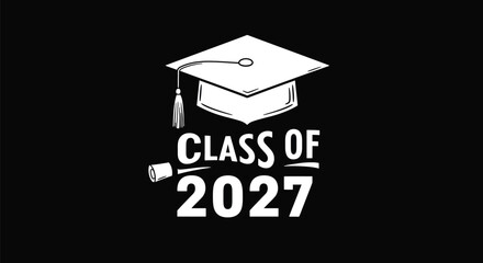 Class of 2027 - Graduation Cap and Year Graphic