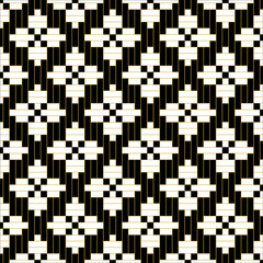 Golden Line Woven Pattern Seamless Vector – Elegant Black and White Textile, Wallpaper & Tile Design