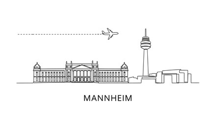 Obraz premium Mannheim Skyline Outline Germany Travel Icon.
