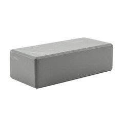 Fototapeta premium A single grey rectangular high-density foam yoga block, showcasing clean edges and precise geometric shape, isolated on a seamless transparent background with bright studio lighting and no shadows,