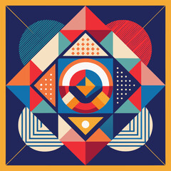 May Spring - Abstract Geometric Poster - Bauhaus Shape Style. Pattern Background. Modern Geometric Grid - Vector Color Art Design