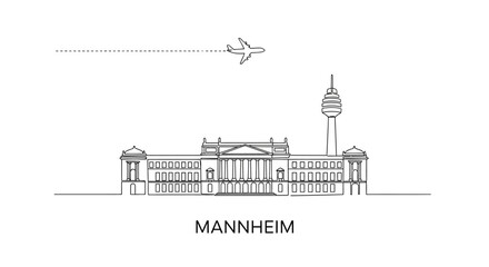 Obraz premium Mannheim Skyline with Germany Minimalist line art.