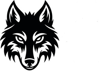 Tribal Wolf Head in Circular Flame Design – Bold Tattoo or Fantasy Logo Art