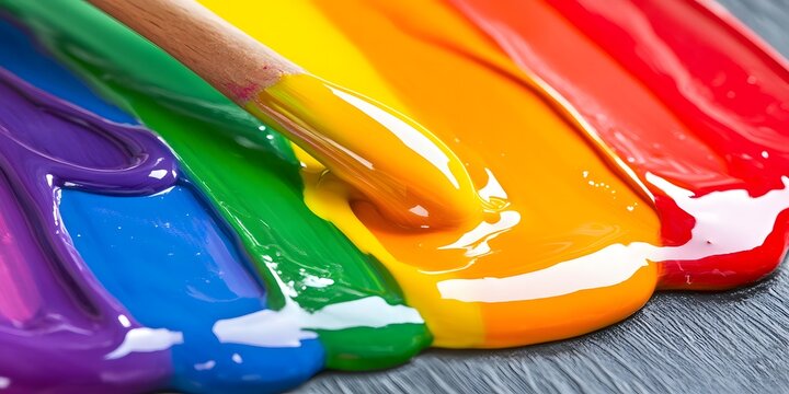 Vibrant Rainbow Paint Strokes Artistic Brush Texture Background oil mix bold rich image fluid vivid