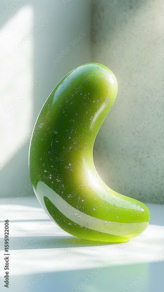 Poster abstract green curved object in sunlight abstract green curved object sunlight surreal shape form ai