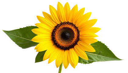 Fototapeta premium Single bright yellow sunflower isolated on white background