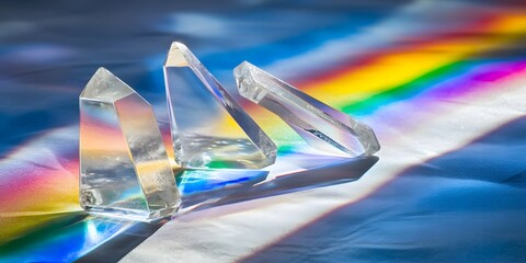 Clear Crystal Prisms Rainbow Light Refraction Abstract Modern Art life glass shine still shiny