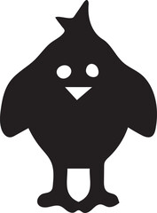 Whimsical Silhouette of a Cartoon Bird with Playful Features and a Minimalist Design, Perfect for Children's Illustrations