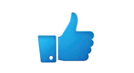 Fototapeta premium A blue thumbs-up icon with a sleeve cuff, isolated on a white background.