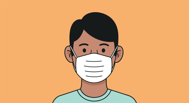 Person Wearing Face Mask Illustration