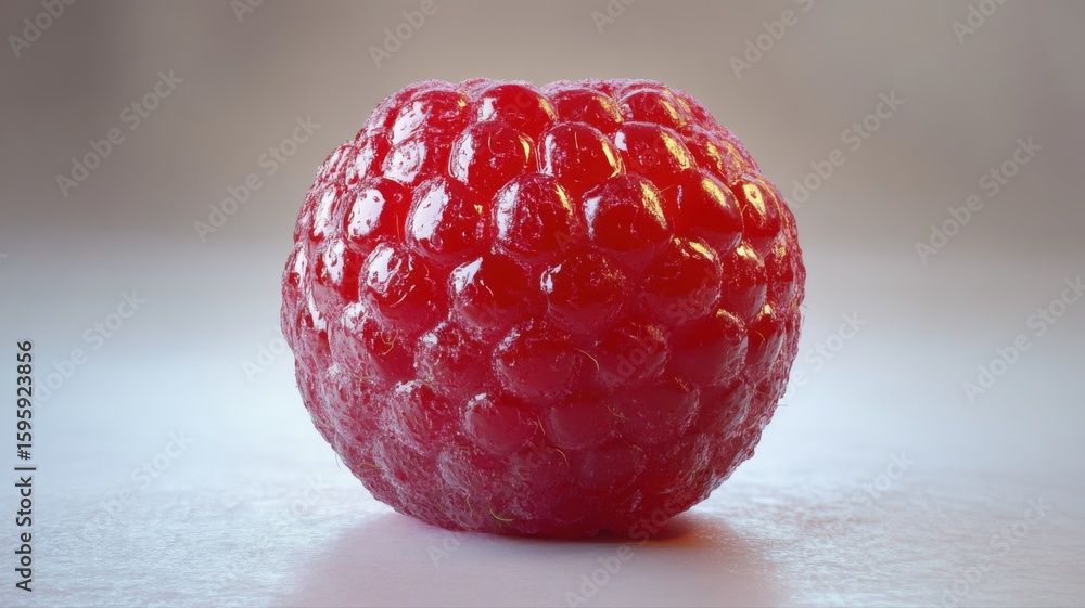 Poster close-up macro view of fresh red raspberry on white background raspberry red fresh macro fruit berry