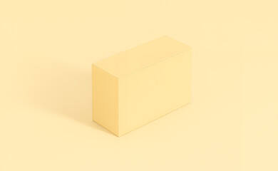 Obraz premium Pale yellow horizontal packaging box positioned on a light monochromatic background. Soft and minimal look ideal for clean product branding or mockup design.