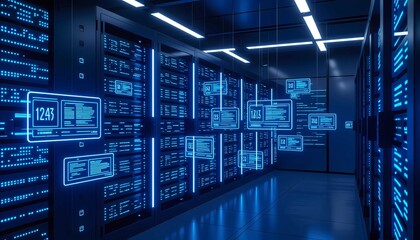Obraz premium Data Center Security Safeguarding Critical Information in a Connected Digital World