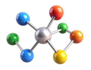 Vibrant Molecular Diagram of Aluminum with Orbit Connections PNG Transparent Background