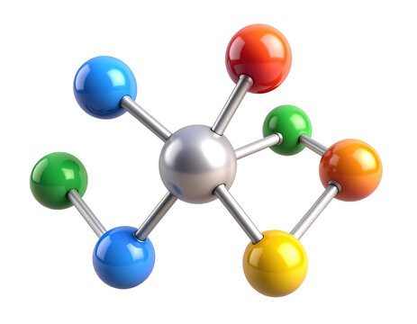 Vibrant Molecular Diagram of Aluminum with Orbit Connections PNG Transparent Background
