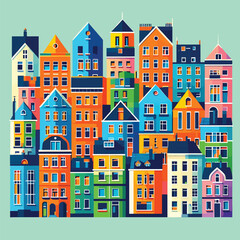 Fototapeta premium seamless pattern with houses